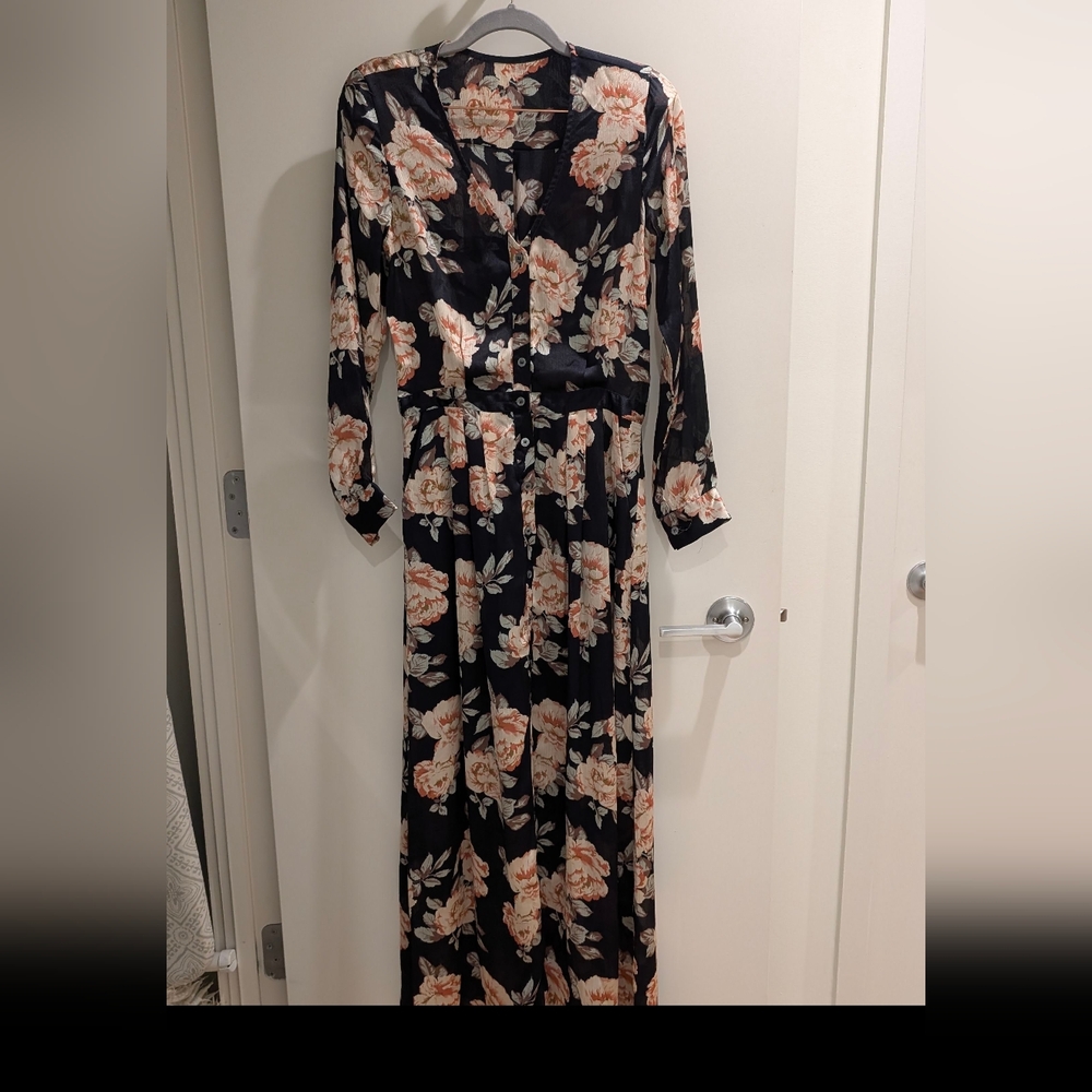 Chic Chiffon Navy Floral Dress